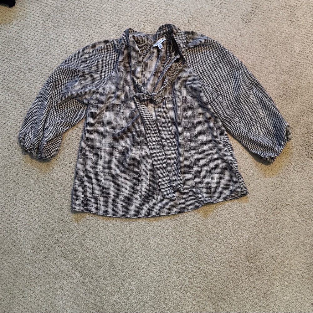 Veronica M Black and White Patterned Blouse